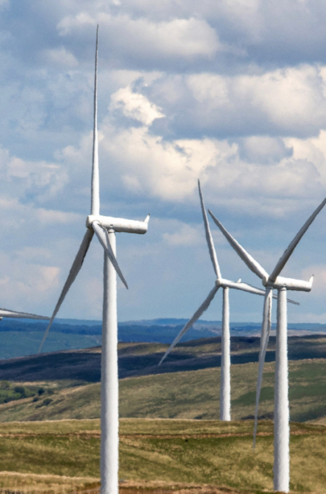 Wind turbines in operation at a wind farm