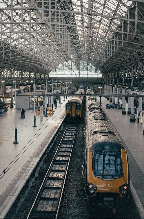 Estación de tren con trenes