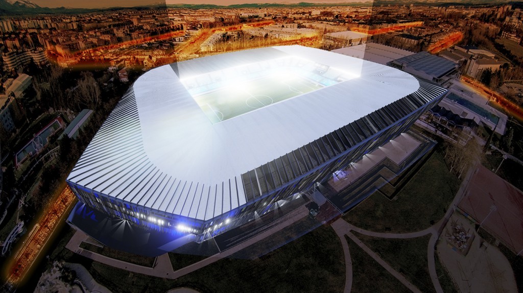 Virtual image of soccer stadium