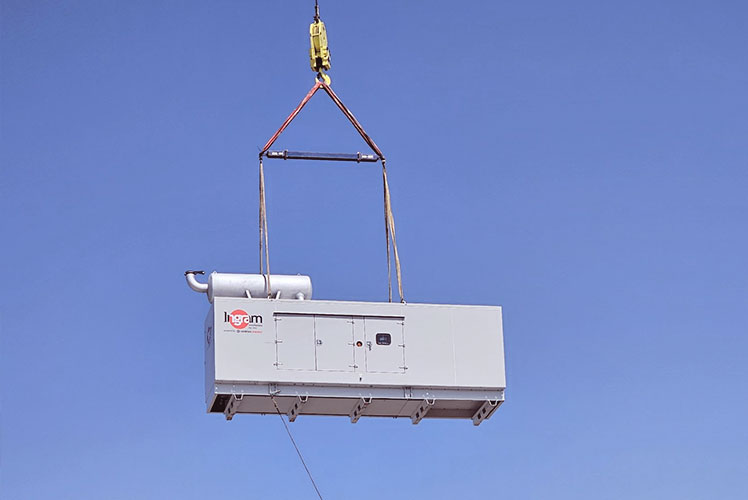 Soundproof generator by Genesal Energy during installation.