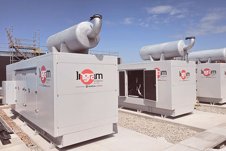 Soundproof generators installed by Genesal Energy at Blackpool Hospital.