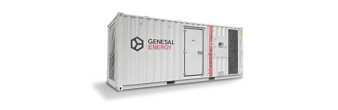 Grupo electrógeno insonorizado en contenedor de 20 pies diseñado por Genesal Energy para subestaciones eléctricas en Taiwán.
