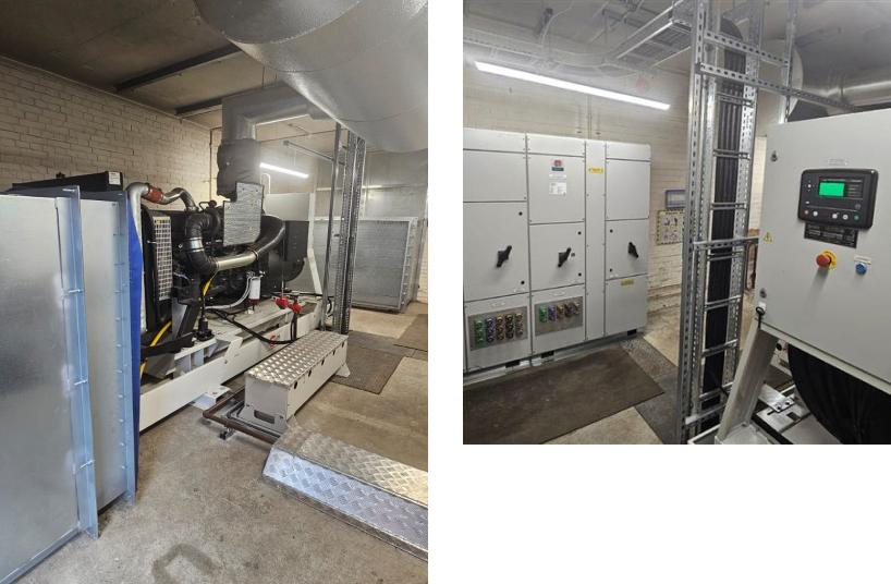 Generator set and control system for emergency power supply.