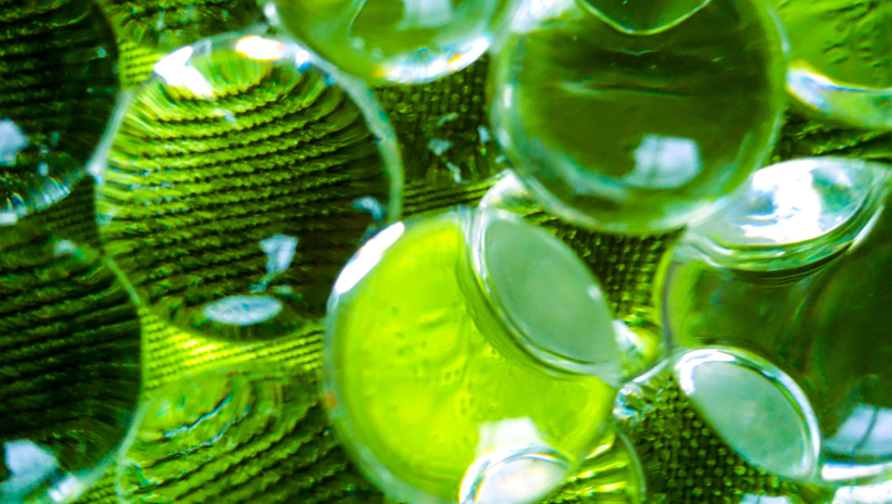 Abstract detail of biofuel droplets seen through a microscope or laboratory filter
