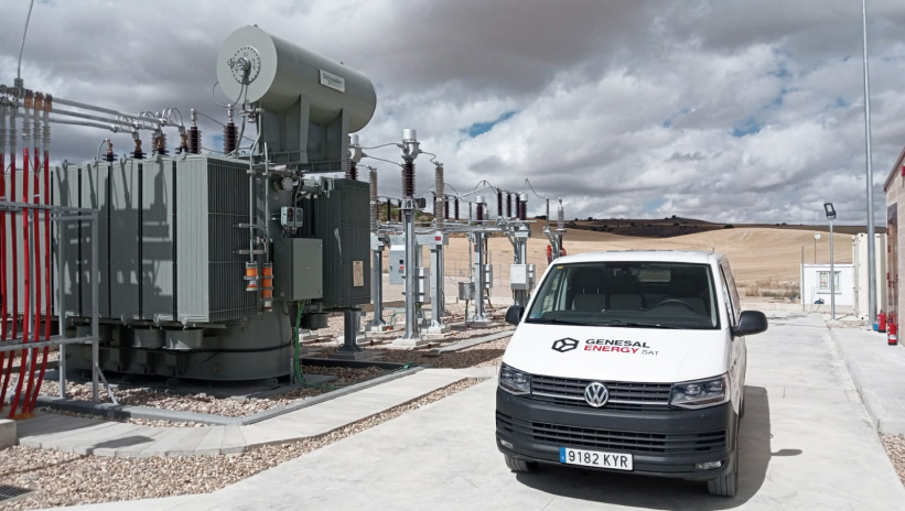 Genesal Energy Technical Support Service vehicle during intervention at an electrical substation