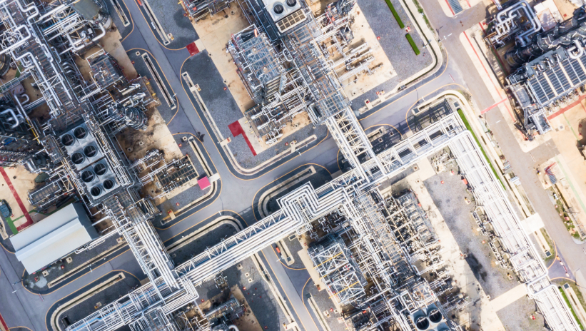 Aerial view of an industrial plant, example of critical infrastructure